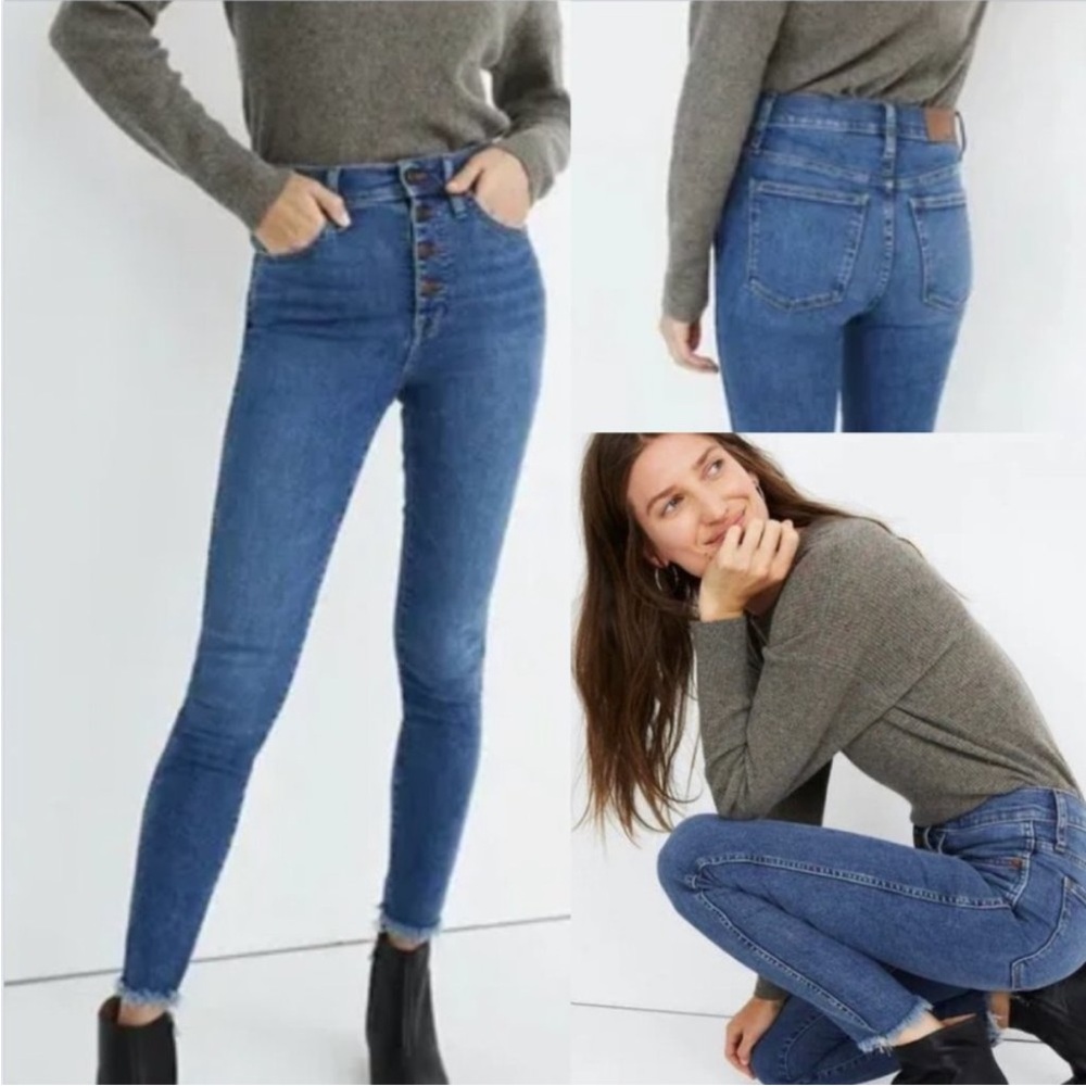 Madewell 10" High Rise Skinny Jeans Button Fly AF687 in Mackey Wash